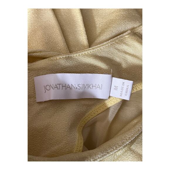 Jonathan Simkhai top Safiya draped sleeve yellow Medium M - Picture 5 of 5